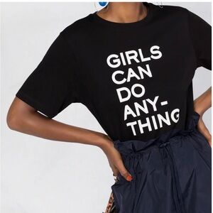 Zadig & Voltaire Black Graphic Tee with White Lettering S